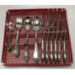 People's Republic of Poland, silver cutlery set in original carton - Rhapsody pattern, Hefra, 1963-1986