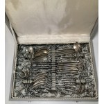 PRL, zestaw sztućców srebrnych w oryginalnej kantynie - wzór Amerykański, Hefra, 1963-1986