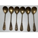 Germany, set of 6 silver coffee spoons in original packaging, turn of the 20th century