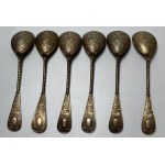 Germany, set of 6 silver coffee spoons in original packaging, turn of the 20th century