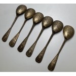 Germany, set of 6 silver coffee spoons in original packaging, turn of the 20th century