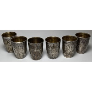 USSR, set of 6 silver unfluted glasses, Tbilisi, before 1991