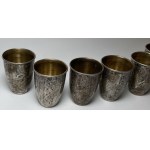 USSR, set of 6 silver unfluted glasses, Tbilisi, before 1991