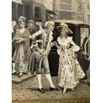 Francja, żakard jedwabny w ramie - scena uliczna, Bracia Neyret, A. Perez, XIX wiek