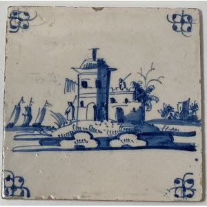 Holandia, kafel ceramiczny z kobaltowym malowaniem, Delft, II połowa XVIII w.