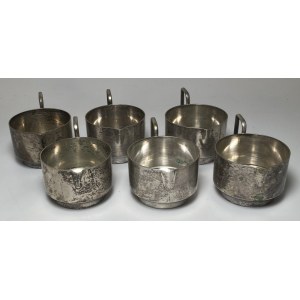 PRL, set of 6 silver cups, Imago Artis, Cracow, 1963-1986