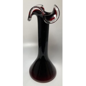 People's Republic of Poland, vase with valance, Tarnowiec Glassworks, Jerzy Słuczan-Orkusz