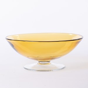 Krosno Glassworks Krosno, Amber platter on foot, early 21st century.