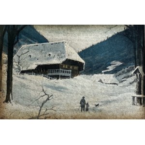 MN, Miniature winter landscape with staffage