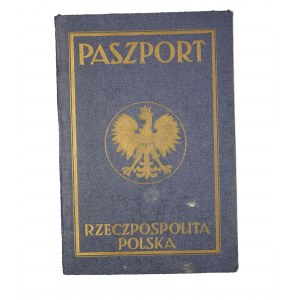 Paszport II RP ze zdjęciem, liczne wpisy i wizy, 1934r., stan bardzo dobry