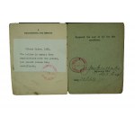 Certifcate of Registration / Certificate of Immigrant Registration für einen polnischen Flieger in Großbritannien [Karol Miller], mit Foto, zahlreiche Polizeistempel,