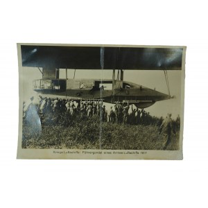 ZEPPELIN Sterowiec wojenny z gondolą pilota wojskowego, 1917r., f. 15,5 x 11cm