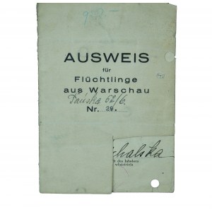 [Ausweis für Flüchtlinge aus Warschau, mit Foto, Nummer 29, vom 23.XI.1944.