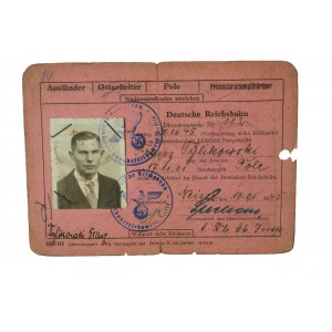 Deutsche Reichsbahn Dienstausweis No. 112 / RAILWAY RAILWAY service pass No. 112 for a Pole [born 1901] valid until 30.06.1945, with photo