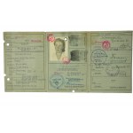 KENNKARTE / Recognition card, issued 28.XII.1942, for a woman [born 1902],engineer architect, with photo, Warsaw