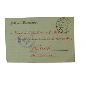 Feldpost - Kartenbrief Korrespondenz in polnischer Sprache, datiert 30/31.10.1918. Częstochowa [Czenstochau].