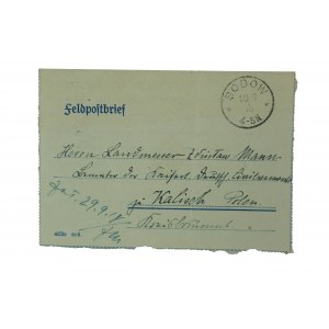 Feldpostbrief korespondencja w języku polskim, datowana 18.IX. 1918r. Sodow