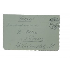 Feldpost korespondencja w języku polskim, datowana 14.8.1917r. Zbąszyń [Bentschen]