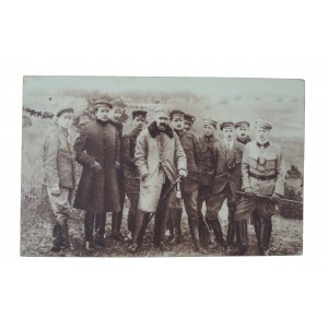 Oberkommando der P.O.W. bei Übungen im Jahr 1917, Postkarte, Kommandant J. Piłsudski, herausgegeben vom Komitee für den Bau des Denkmals für die gefallenen Peowjaken