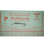 [FETTKARTE Karte für Margarine oder Butter für Personen über 14 Jahre gültig im Reichsgau Wartheland vom 8.1 bis 4.3.1945.