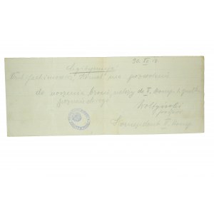 [POWSTANIE WIELKOPOLSKIE] Legitymacja / pozwolenie do noszenia broni 30.XII.1918r.