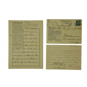 Konzentrationslager Dachau camp letter and 2 correspondence cards, camp censorship, 1941 inmate number 8491.