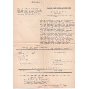 Ada Sari - Pismo 1959 r. Dokument z ZUS / Odpis