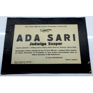 Ada Sari - Nekrolog po śmierci 1968 r.