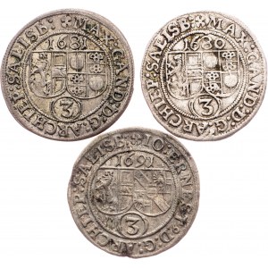 Salzburg, 3 Kreuzer 1680, 1681, 1691