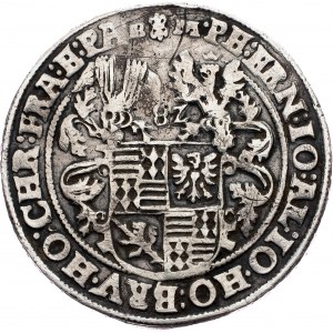 Mansfeld-Friedeburg, Peter Ernest I, John Albert, John Hoyer III, Bruno II and Hoyer Christoph, 1 Thaler 1582, Eisleben