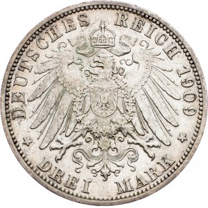Wilhelm II, 3 Mark 1909, Berlin