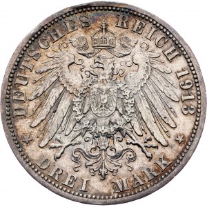 Wilhelm II, 3 Mark 1913, Berlin