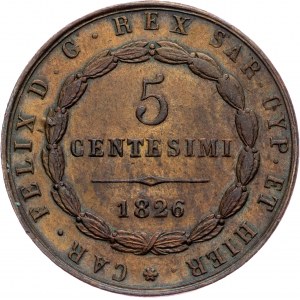 Victor Emmanuel II, 5 Centesimi 1826, Bologna
