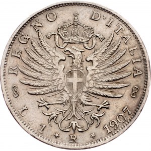 Vittorio Emanuele III, 1 Lira 1907, Rome