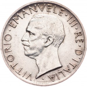 Vittorio Emanuele III, 5 Lire 1928, with 2 rosettes between guilloche and FERT