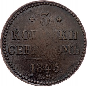 Nicholas I, 3 Kopecks 1843, EM