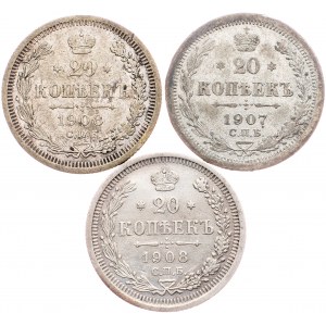 Russia, 20 Kopecks 1907, 1908