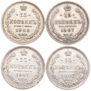 Russia, 15 Kopecks 1907, 1908