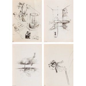 Ewa WIECZOREK (1947-2011), Serie von vier Zeichnungen: 1. zum Land 2. Schmeißfliege 3. Iris, 1976 4. Magnolien in einer Vase und andere, 1975