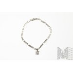 Bracelet with Quartz White Zirconia, Figaro Braid, 925 Silver