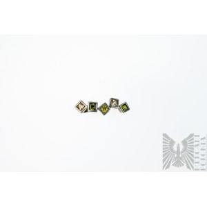Geometric Pendant with Green and Yellow Zircons, 925 Silver
