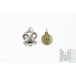 Two Zodiac Pendants Cancer, Silver 925 (larger) and 835 (Smaller, Gold Plated)