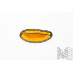 Oval Brooch with Large Natural Amber, 925 Silver, Sawicki, Warsaw