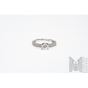 Ring with White Zircons, 925 Silver