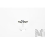 Ring with White Zircons, 925 Silver