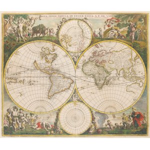 Frederik de Wit (1630 Gouda - 1706 Amsterdam), Nova Orbis Tabula In Lucem Edita, hemisferyczna mapa świata
