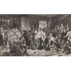 Henryk Redlich (1838 Łask - 1884 Berlin), Sigismund Augustus in Lublin in 1569 according to Jan Matejko, 1878