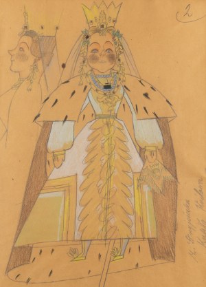 Zofia Stryjeńska (1891 Kraków - 1976 Genewa), Zestaw 6 projektów kukiełek do teatrzyku objazdowego, około 1945