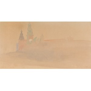 Leon Wyczółkowski (1852 Huta Miastkowska - 1936 Warschau), Wawel o świcie (Im Nebel), 1914