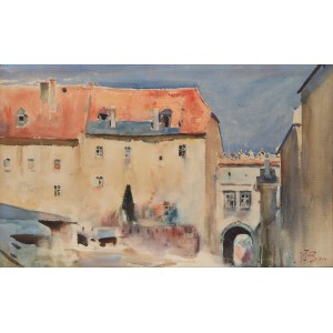 Julian Fałat (1853 Tuligłowy - 1929 Bystra), Pohľad na dom katedrály na Waweli, 1904
